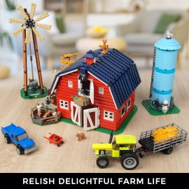 INSOON 1405 PCS Farm Barn Building Set with Light, Farm House Building Block