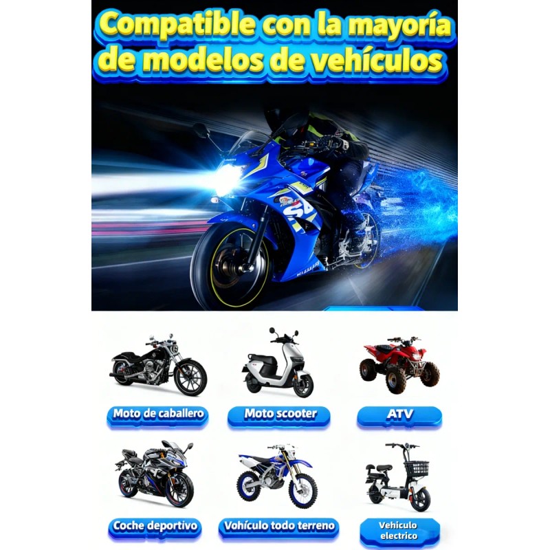Faros Led Para Moto H4 Ba20d H6 Doble Lente Luz