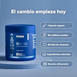 Birdman Treonato de Magnesio 160 mg | Sin Aditivos, Sin Sabor | Cápsula Vegana | Suplemento de Magnesio | 60 Porciones | 180 Cápsulas