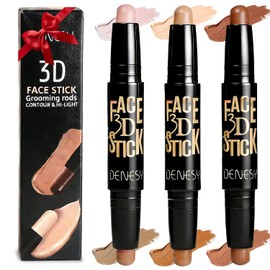 Contorno maquillaje en barra, Corrector Maquillaje 2 en 1, 3pk lápiz corrector, Highlighter Makeup Stick, Maquillaje natural y resistente al agua, Llumina El tono de La Piel.