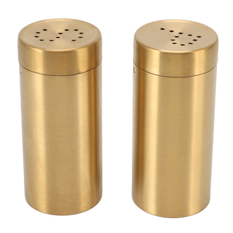 2Pcs Gold Spice Jar Stainless Steel Rustproof Screw Open Top