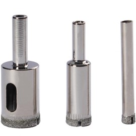 Drilax Diamond Drill Bit Set (3-Pc: 1/4", 1/2", 3/4") | for Ceramic, Porcelain Tile & Glass | Granite Hole Saw for Countertops & RO Filters | Multi-Material Diamond Coated Bits