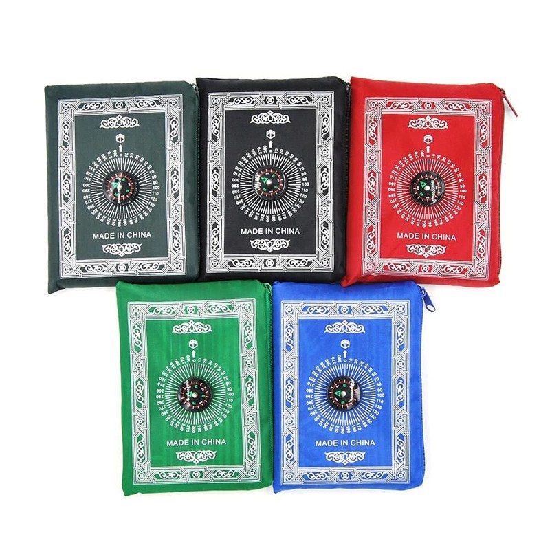 Pocket Travel Foldable Portable Waterproof Prayer Mat with Compass Red