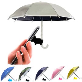 FantasyBear UPF 50+ UV Protection Phone Umbrella for Sun,Universal Adjustable Piggy Suction Cup Phone Stand Umbrella for Phone,Stand Sun Visor,Phone Umbrella(Titanium Silver)