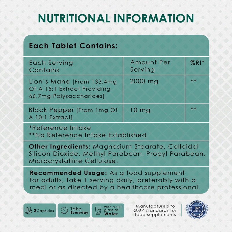 Ambrosial Lion's Mane with Black Pepper - 2000 mg -