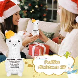 Funny Llama Christmas Stocking Stuffers Baskets Gift for Teen, White Elephant Birthday Gifts for Women Boy Girl Adult, Inspirational Positive Crochet Handmade Emotional Cheer Up for Coworker Friend