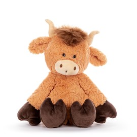 DEMDACO Mellow Fellows 13 x 5 Inch Soft Polyester Cuddly Plush Huggable Toy Stuffed Animal, Orange and Brown, Callum The Highland Cow