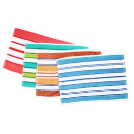 Space Fly Striped, High Absrobent 6 Hand Towels(12X18 Inch) + 6 Very Soft Face Towels(10 X 10 Inch)