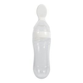 Bebé de Silicona de 90 Ml, Alimentador de Cuchara para bebé, Cucharas para bebé, Biberón con Cuchara, Alimentador de Cereales para Alimentos Frescos (Blanco)