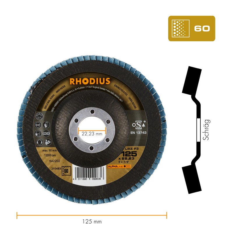 Rhodius Inox Fan Grinding Discs LSZ F3 Diameter 115, 125