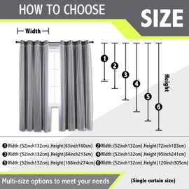 Anytime Home Curtains Blackout and Sheer Layered Solid Window Curtain Panel Pair with Grommet Top, 52Wx63L,Grey