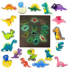 Hilikol 18 Pcs Glow In The Dark Dinosaur Shoe Charms, Dino Shoe Charm for Adults Kawaii Cartoon Dino Cute Accessories Pins