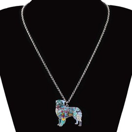 WEVENI Enamel Alloy Australian Shepherd Dog Necklace Pendant Pet Jewelry Gifts for Women Girls Ladies, enamel Metal
