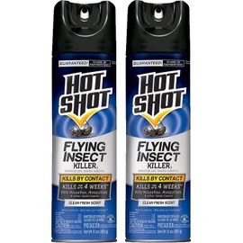 Hot Shot, (Pack of 2 Flying Insect Killer3 (Aerosol), Clean Fresh Scent, 15 Ounce
