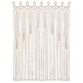 Osunnus Boho Large Macrame Curtain Wide Room Divider Doorway Curtain 79 x 47 Inches Macrame Window Wall Hanging for Bohemian Home Decor Wedding Backdrop, Meteor Garden - 1 Panel XL