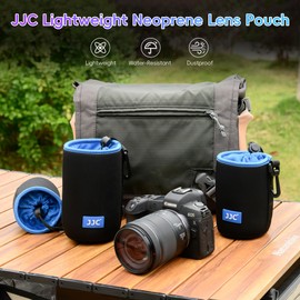 JJC Drawstring Neoprene Camera Lens Pouch Case, Protective Lens Bag for Mirrorless Lenses Up to 3.3 x 5.1 (D X H) for Canon RF 85mm EF-S 18-135mm Sony E 18-105mm E 55-210mm and More