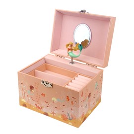 TROUSSELIER - Large Jewellery Box with Music Mermaid - Vanity Case Kids - Jewellery Box for Girls - Music Box - Music Menuet by Mozart - Birthday Girl Gift - Lights up in the