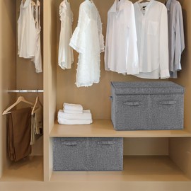 FBBABB Shoe Organizer for Closet Fits 16 Pairs, Large Shoe Storage Box Bins Containers with Lid and Adjustable Dividers for Shoes, Sneakers and High Heeled, Hard Shell and Stackable (Grey)