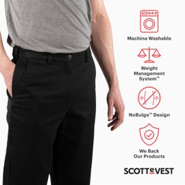 SCOTTeVEST Hidden Cargo Pant for Men - 8 Hidden Pockets - Casual for Travel & More (Black, 42/30)