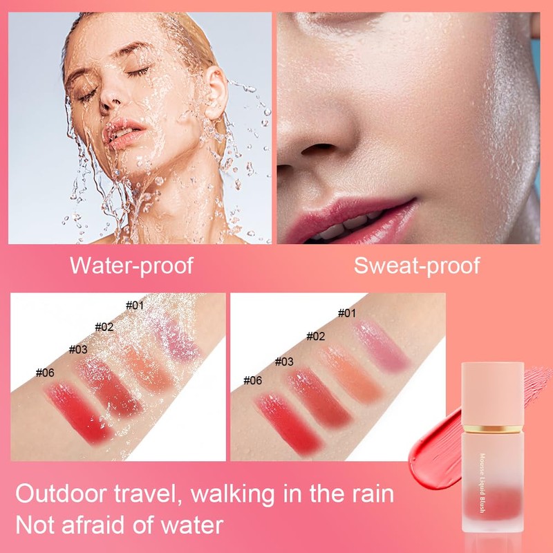 LOPHE Liquid Blush for Cheeks, Soft Cream Liquid Blush, Natural-Looking