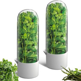 jioko 2 Pack Herb Keeper for Refrigerator, Clear BPA-Free Fresh Herb Saver