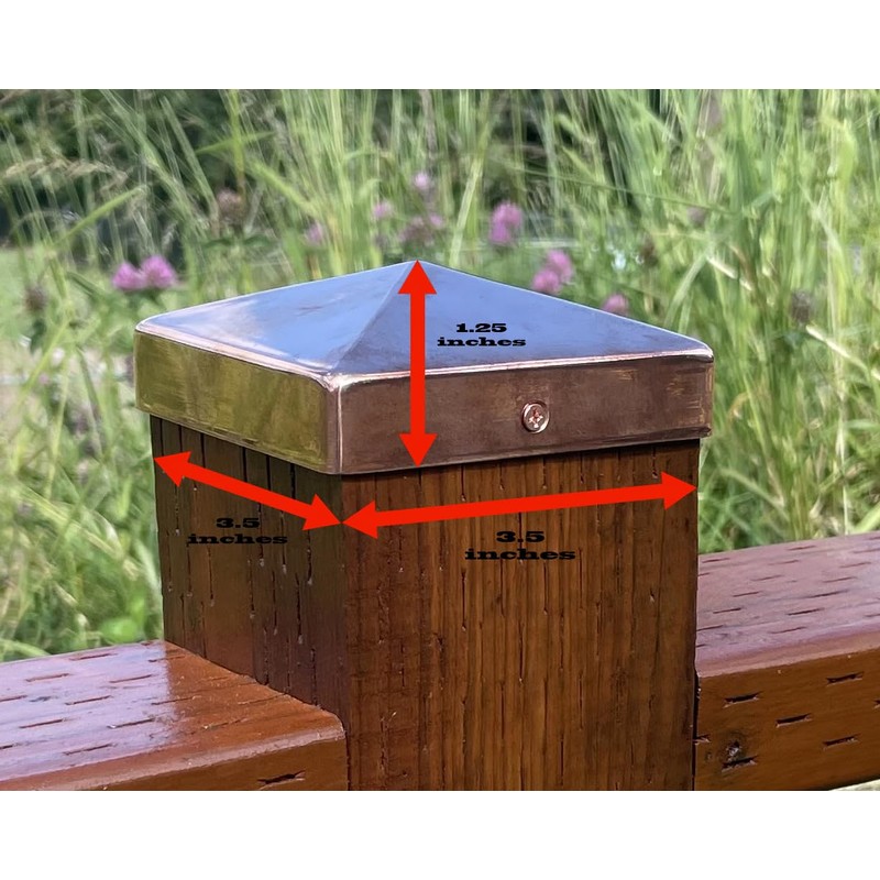 Copper Fence Post Cap 3.5 x 3.5 Inch Pyramid Design