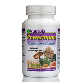 Nutripia Powermuno Premium Immune Booster - 90 Vegi Caps with Elderberry, Propolis, Beta Glucan, Colostrum, Mushroom Extracts, Vitamins C, D, Zinc & Natural Ingredients - Powerful Support for Immunity