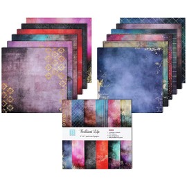 24 Sheets Paper DIY Handmade Background Paper Wrapping Paper Craft Paper Art Paper Single Sided Print Picture Postcard Floral Photo Album Scrapbooking 6inch (Blife)