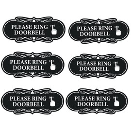 HMDZMR Please Ring Doorbell Sign 6Pcs Self Adhesive Door Entrance Reception Notice Vinyl Sticker for Home Office Ring Doorbell 4.7 x 2 Inches