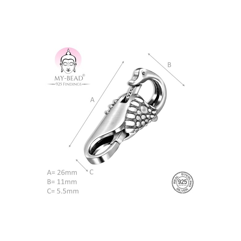 My-Bead Large Chain Clasp Swan 925 Sterling Silver XXL Double