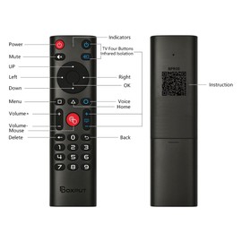 BOXPUT BPR3S BT Remote Control for Android TV Box – Universal Voice Remote, 6-Axis Gyro, IR Learning, 4 Keys IR Isolation, Numeric Keys (Batteries Not Included)
