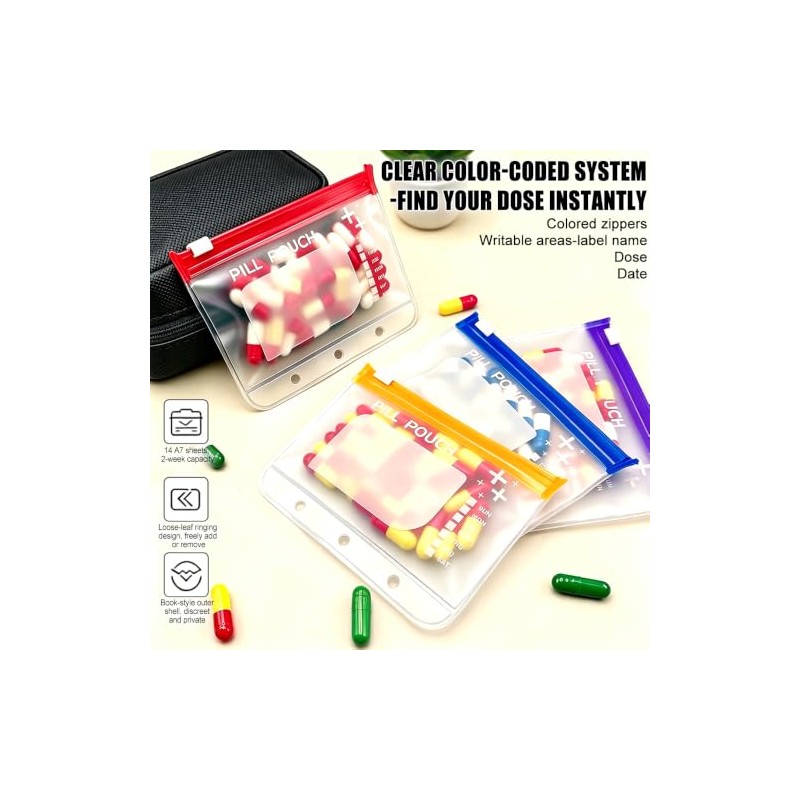 Waterproof Pill Organizer Bag, 7–14 Day Travel Pill Organizer