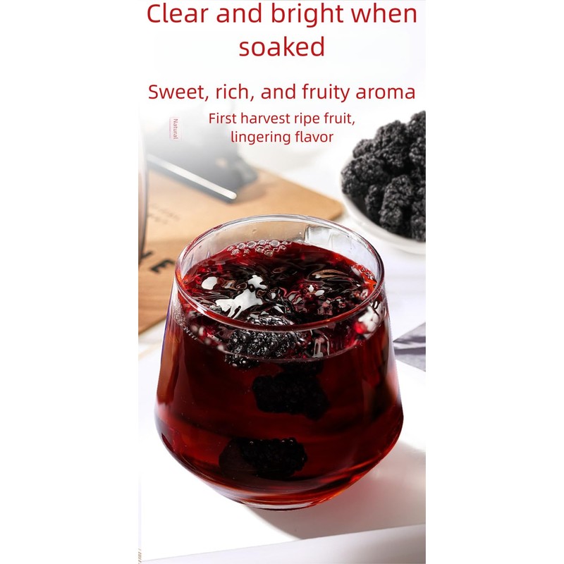 Dried Black Mulberries, No-Wash Dried Mulberry Fruit, Large,Traditional Whole Dried