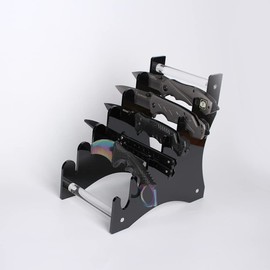 Acrylic Knife Display Stand, Holds 6 Pocket Knives, Transparent/Black, 14x15x8.4 inches, Suitable for Knife Collection Display, Hiking, Hunting, DIY Activities(Black)