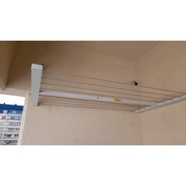 Höllsen Wall Mounted Drying Rack Made of Aluminum Perfect for Outdoors Clotheline for Laudry Room or Balcony Mount PVC coauted Steel Strings Space Saber