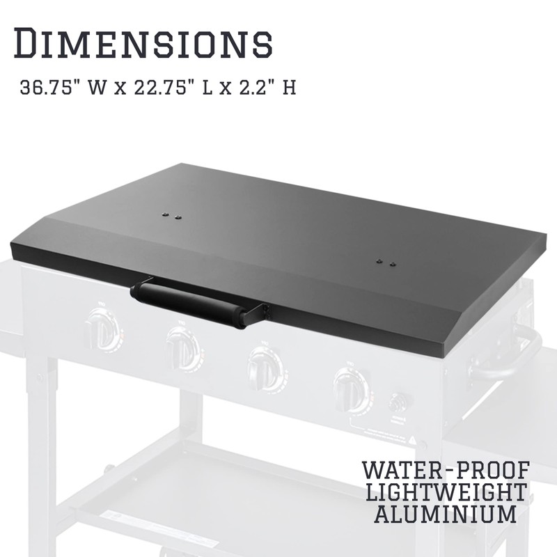 Griddle Cover Lid - Powder Coated Black Aluminum Lid Storage