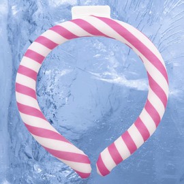 Neck Cooling Tube, Neck Cooler Ring, Wearable Cooling Neck Wraps, Reusable Neck Cooler, Heat Cooling Cold Pack, Summer Heat Relief for Hot Flashes and Fever (Pink Stripe)