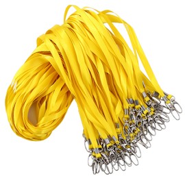 ROSSHINE 100pcs Yellow Lanyards for Neck, Nylon Neck Strap Lanyard for Keys ID Cards Name Tags Badge Holders with Swivel Hook Ideal for Staff Student Doctors Visitors