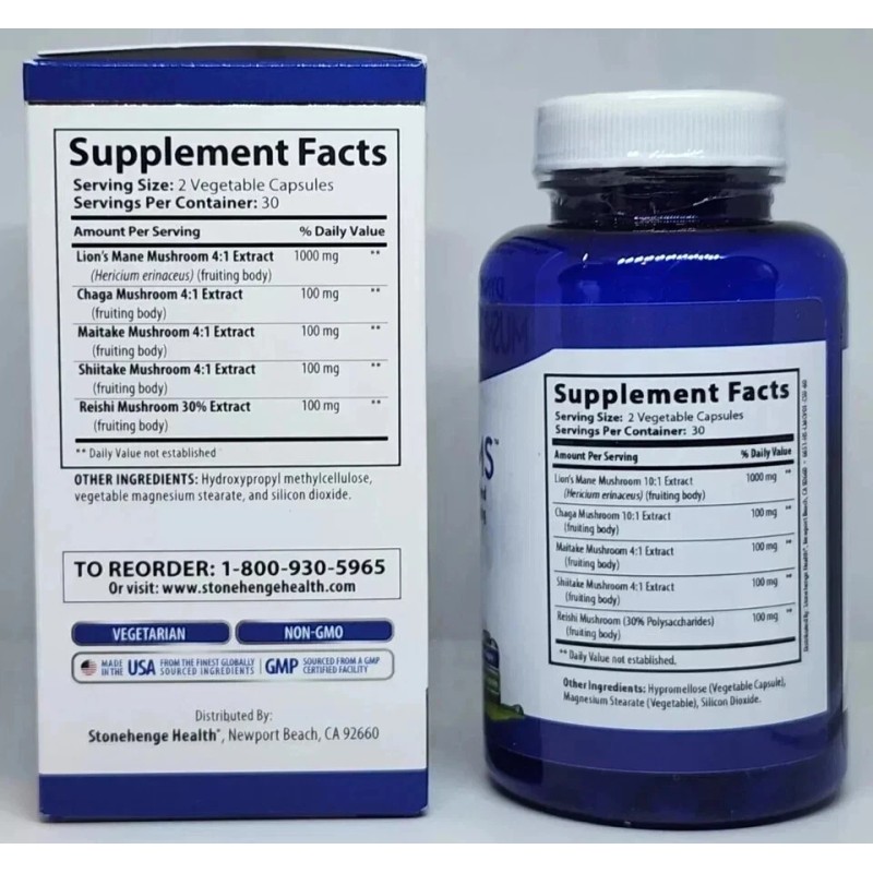 Stonehenge Health Dynamic Mushrooms 60 Veggie Capsules New