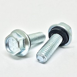 (50 Pieces) 5/16-18x1 Grade 8 Hex Flange Grain Bin Bolts Screws Rubber Washer UNC Coarse Full Threads Zinc Clear