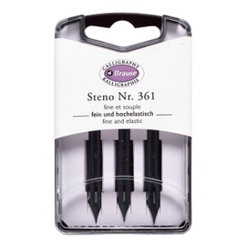 Brause 300361B - Pack of 3 Sténo metal nibs
