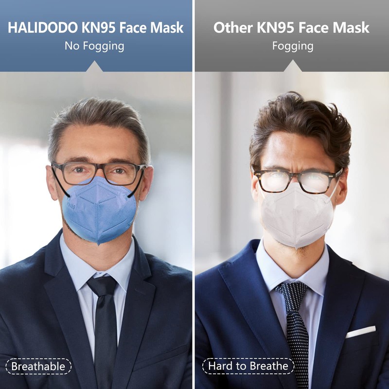 HALIDODO KN95 Face Masks, 30 Packs Individually Wrapped 5-Plyer Cup