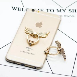Unbranded/Generic Universal 360 Rotating Cell Phone Tablet Ring Stand Holder -Crystal Angel Wing - Gold