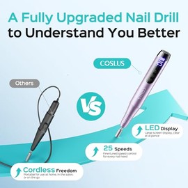 COSLUS C51 Cordless Nail Drill Electric File: Professional for Acrylic Gel Dip Powder Nails, Portable All-in-One Nail Drill Machine Kit for Manicure &