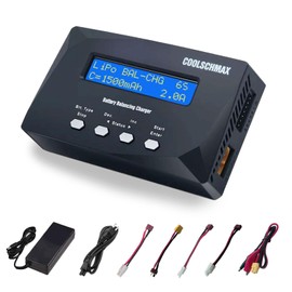 Coolschmax Balance Battery XT60 Charger Discharger, Cell Meter Resistance Tester for 1-6S LiPo, LiFePO4, Li-ion, LiHv, 1-15S NiMH, NiCd, 1-10S Pb, for Drone RC Car