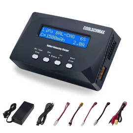 Coolschmax Balance Battery XT60 Charger Discharger, Cell Meter Resistance Tester for 1-6S LiPo, LiFePO4, Li-ion, LiHv, 1-15S NiMH, NiCd, 1-10S Pb, for Drone RC Car