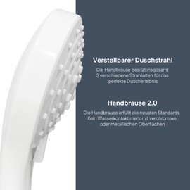 SANTRAS® Hand Held Shower Head with Triple Adjustable Shower Head in White