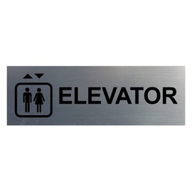Basic Elevator Sign (Brushed Silver) - Large - (5 Pack)