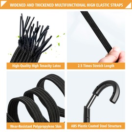 MOLADRI 8 Pack Adjustable Bungee Cords with Hooks, Heavy Duty Outdoor Bungee Straps Set, Black Extra Strong Flat Rubber Elastic Rope for Luggage, Camping, Tarps, Bike Rack, Tent, Moving Cargo