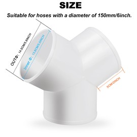 Enenes Duct Splitter, 6 Inch 3 Way Duct Connector for Exhaust Fan Dryer Vent Hose Come with 3 PCS Hose Clamps (6 Inch)